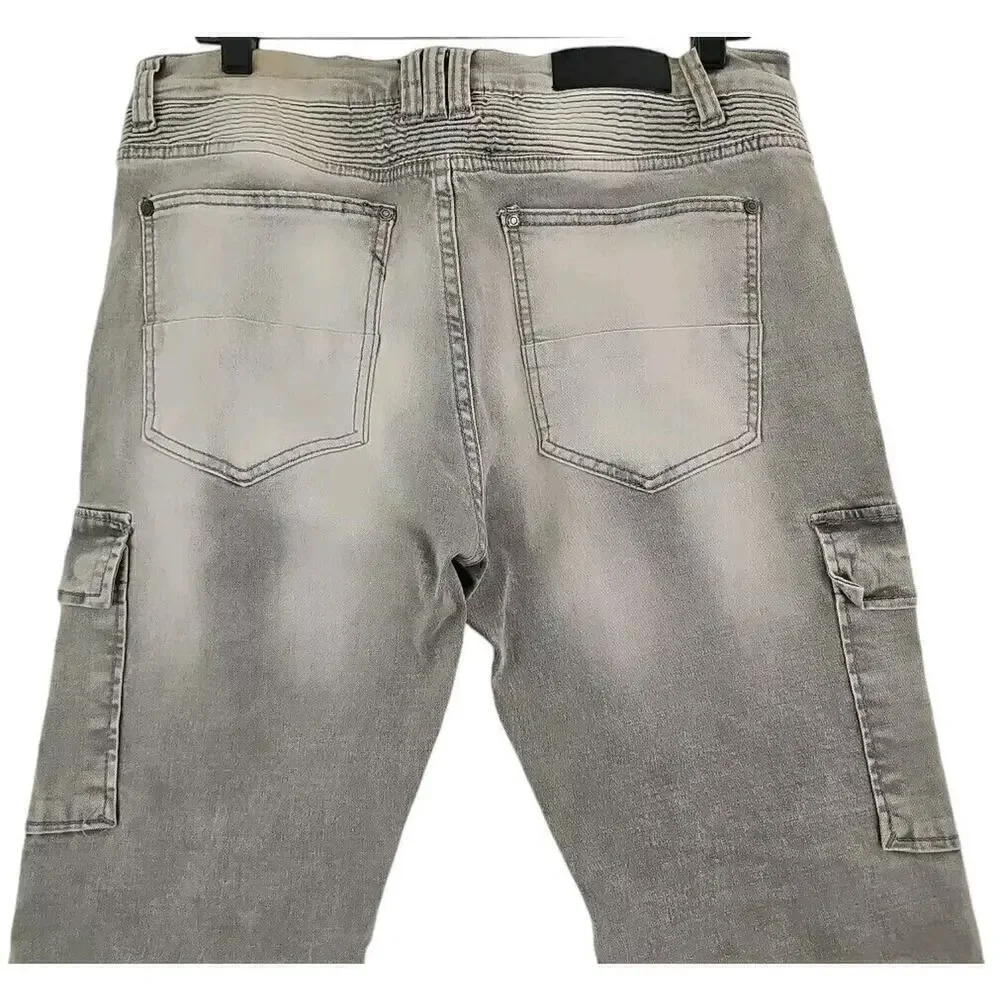Denim & Supply~Men's Size 36×32 ~Black Light Wash Denim Skinny Jeans Distressed.